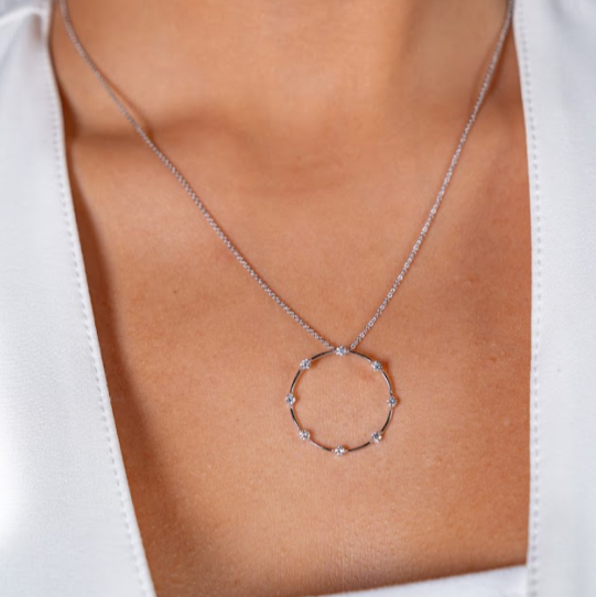 Link Round Diamond Pendant