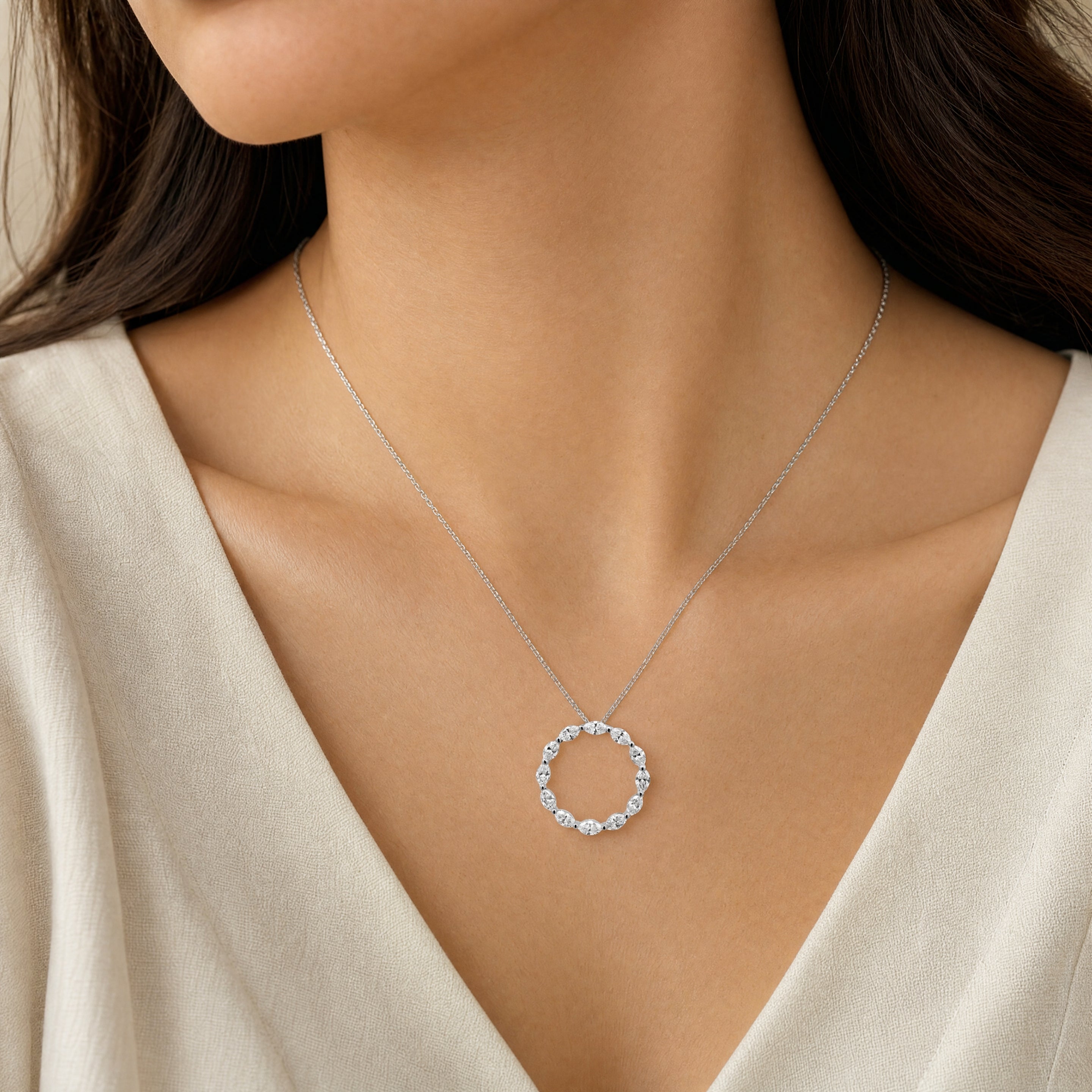 Marquise Round Diamond Pendant