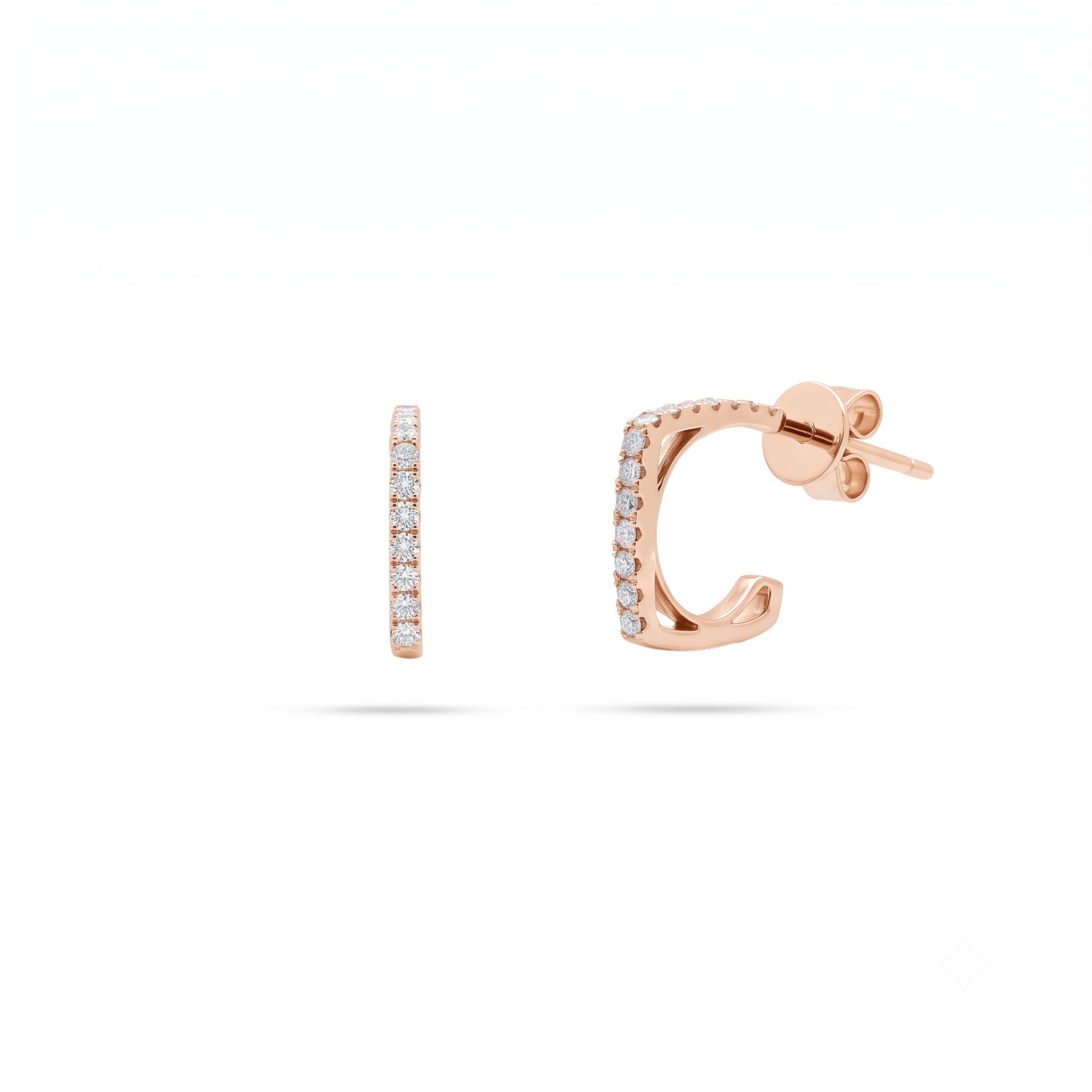 Square Pavé Diamond C-Hoop Earrings