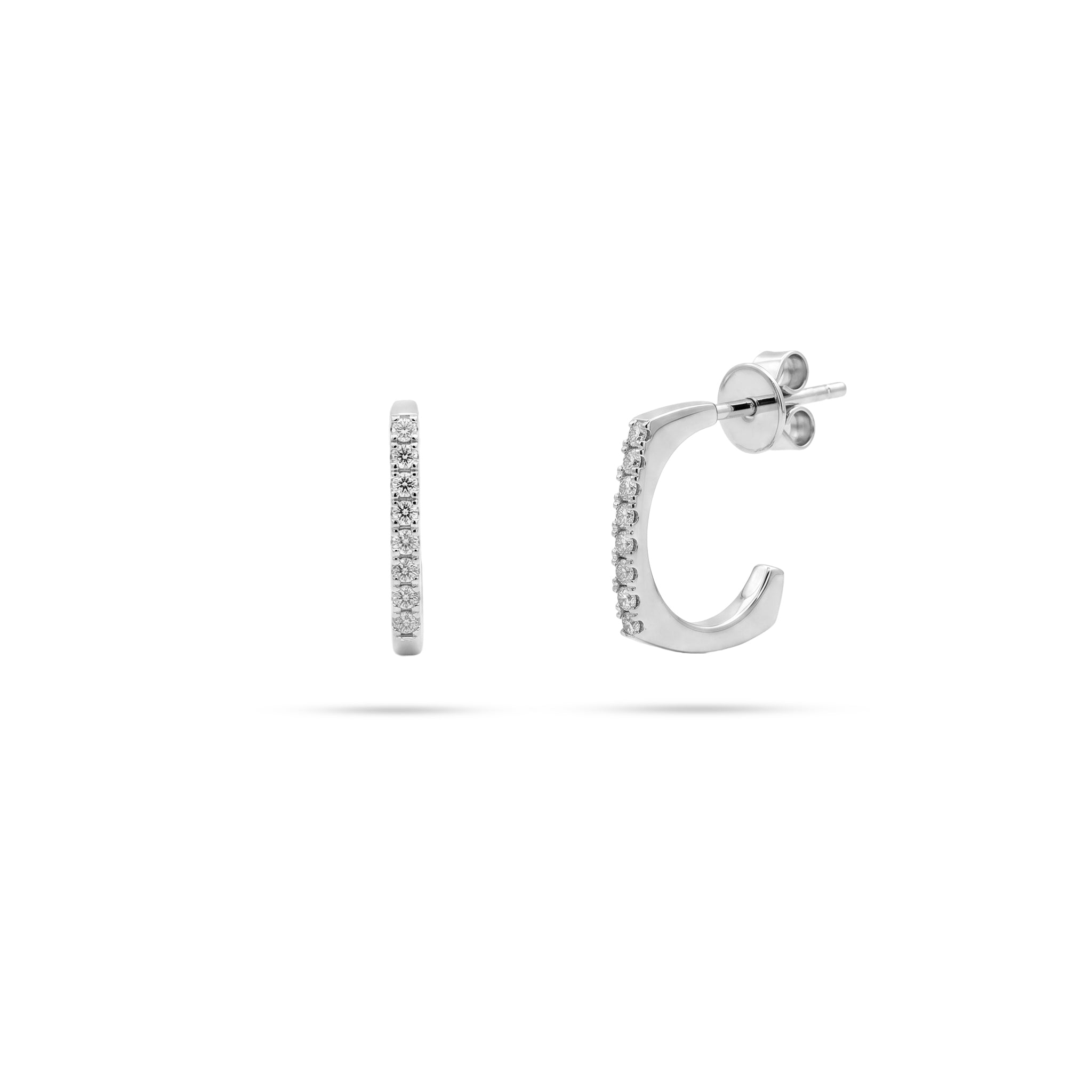 Square Open Diamond Huggie Earrings