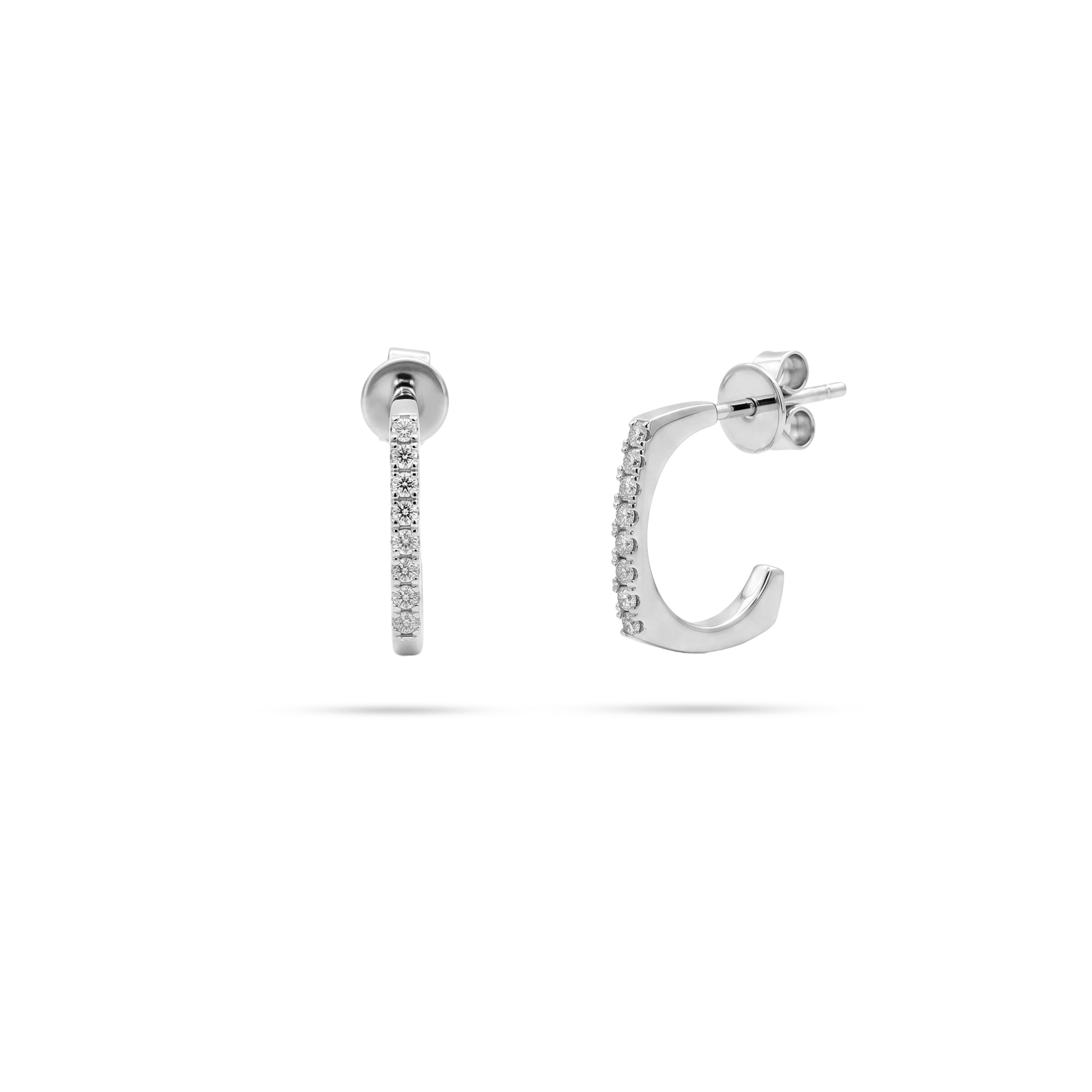 Square Cut Round Diamond Huggie Earrings