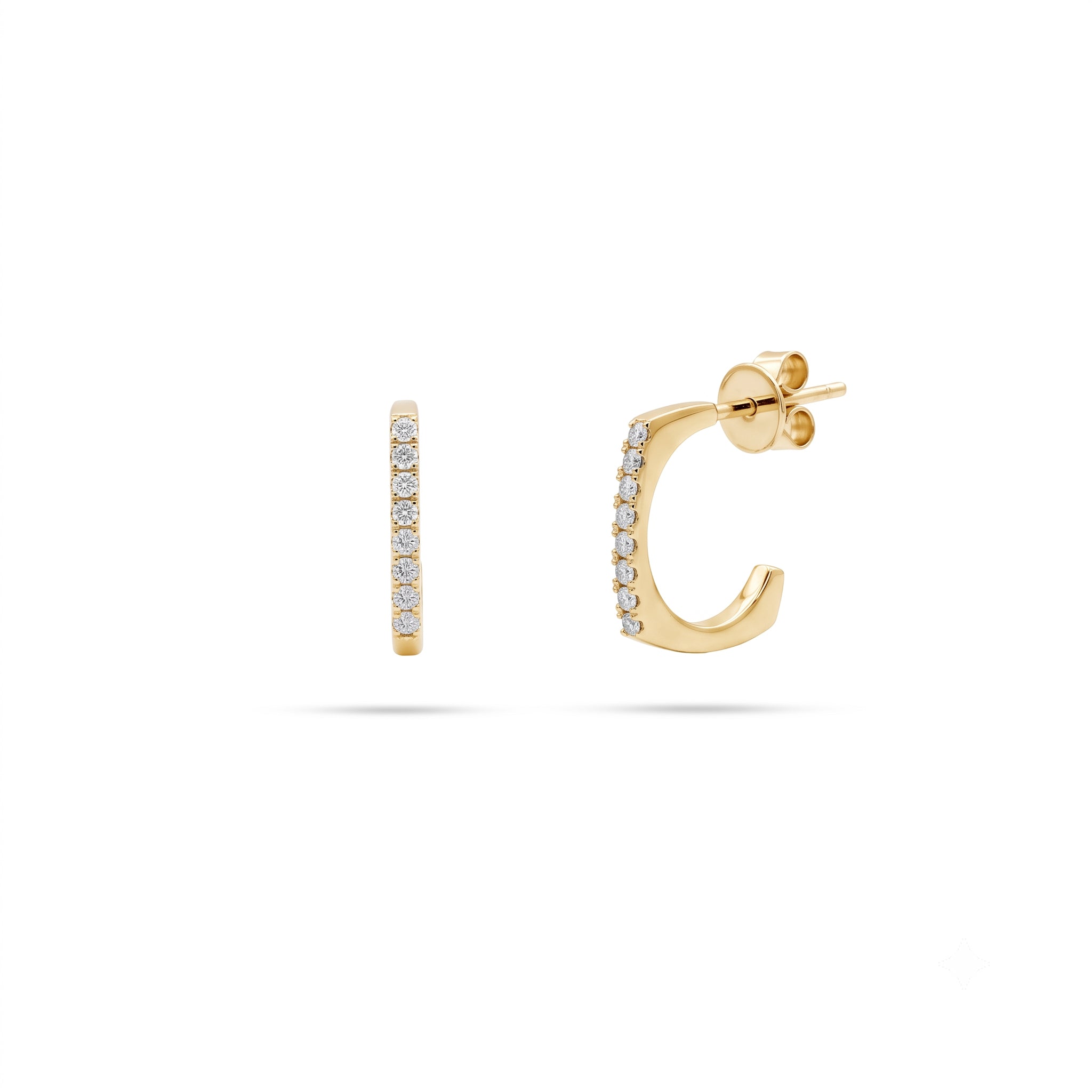 Square Open Diamond Huggie Earrings