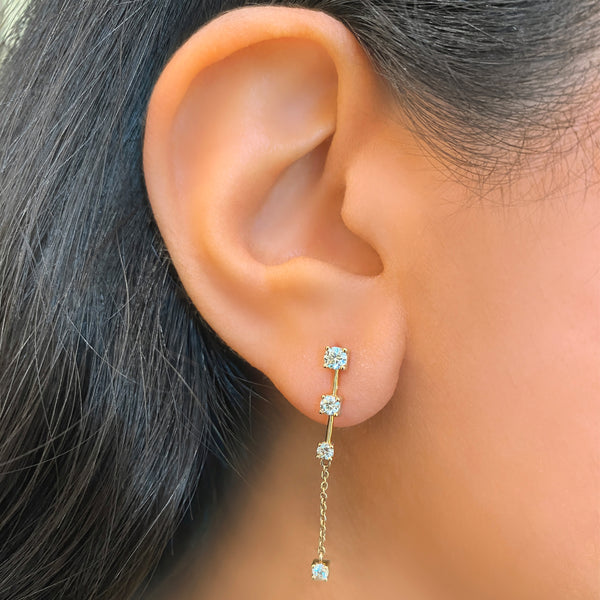 Link Chain Round Diamond Earrings