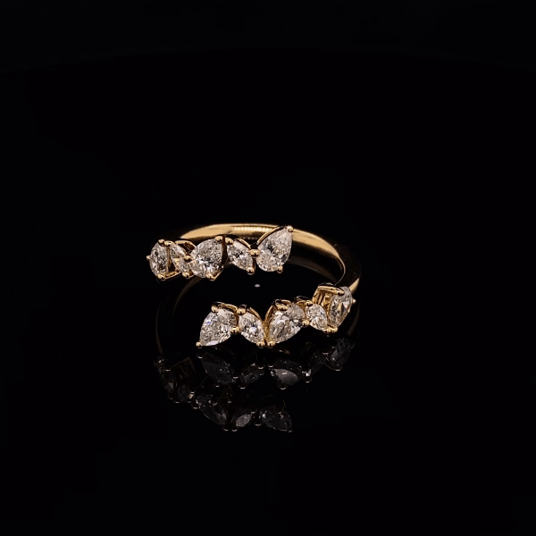 Messy Pear And Marquise Diamond Crossover Ring