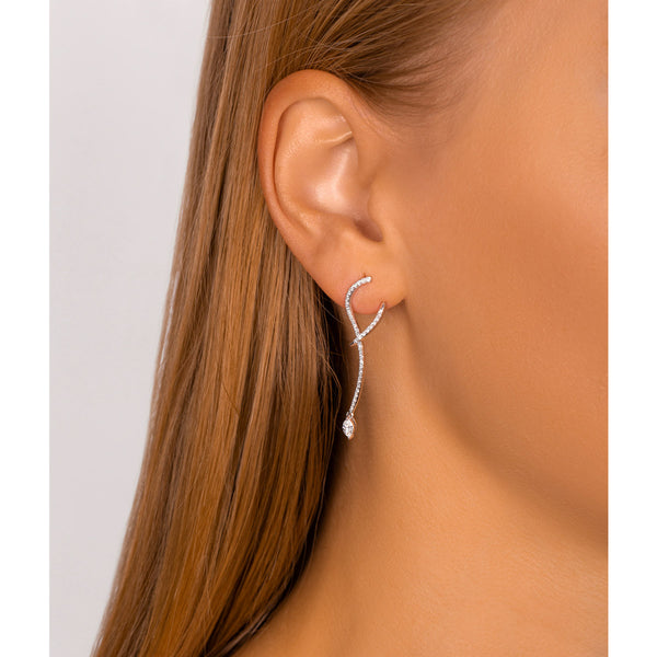 Sleek Round and Marquise Diamond Earrings