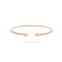 Pear and Round Diamond Open Bangle