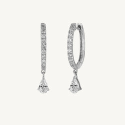 Round and Pear Huggie Diamond Earrings