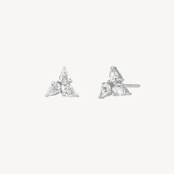 Fan Shaped Pear Diamond Earrings