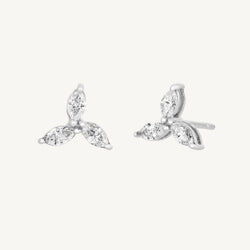 Trio Fan Diamond Stud Earrings