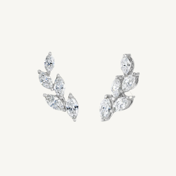 Leaf Climber Marquise Diamond Earrings