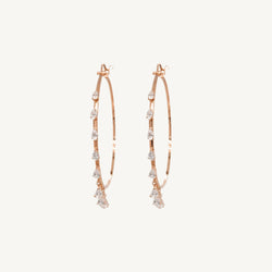 Dangling Pear Diamond Hoop Earrings