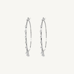 Dangling Pear Diamond Hoop Earrings