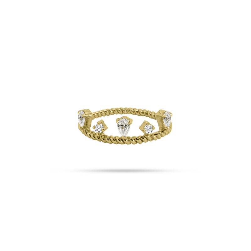 Dangling Rope Round and Pear Diamond Ring