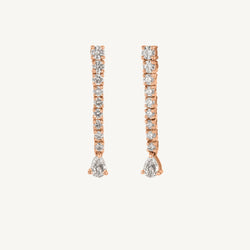 Drop Round & Pear Diamond Earrings