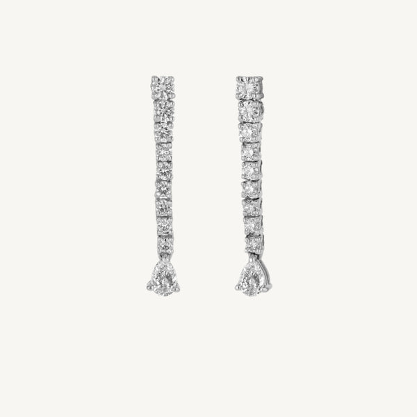 Drop Round & Pear Diamond Earrings