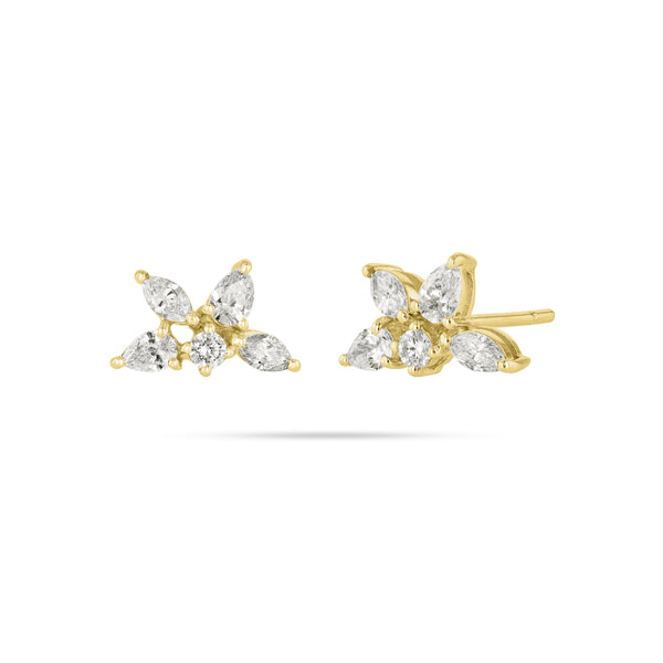 Cluster Pear Diamond Earrings