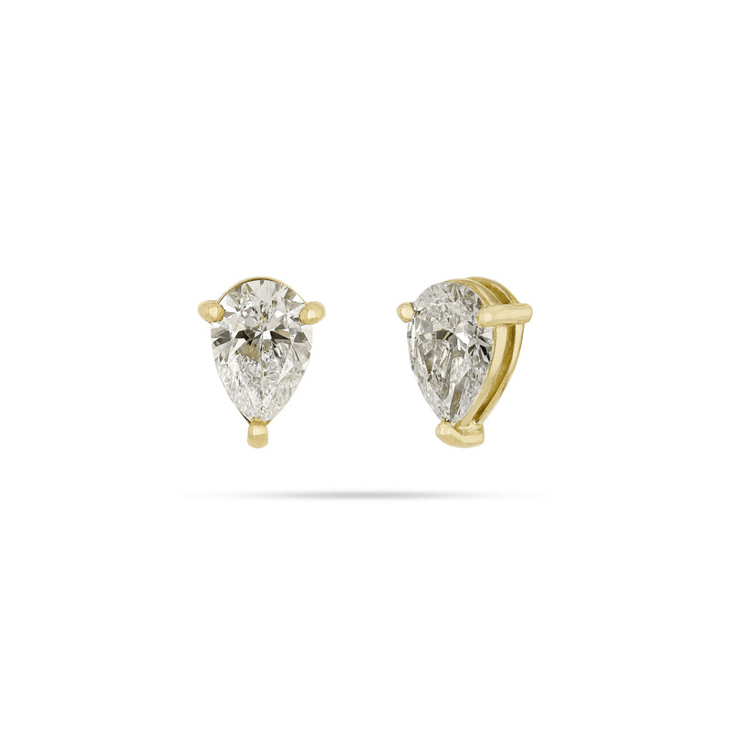 Solitaire Pear Diamond Stud Earrings