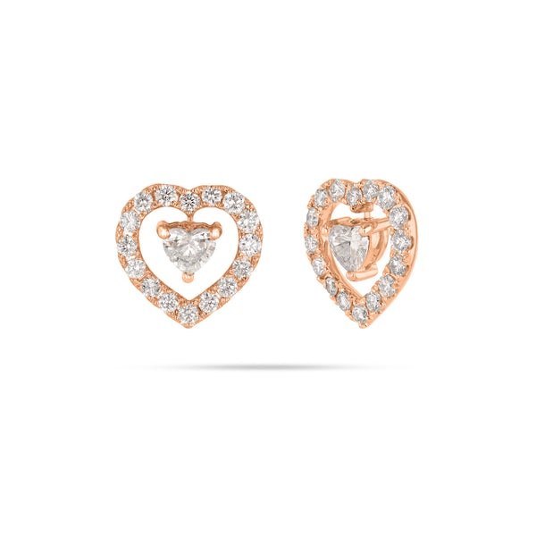 Floating Heart Diamond Earrings