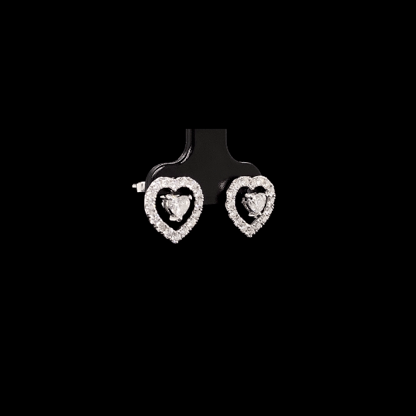 Floating Heart Diamond Earrings