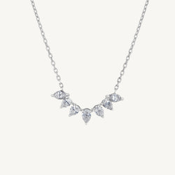 Arc shaped white gold pear diamond necklace