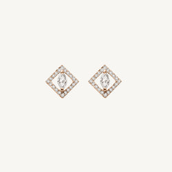 Marquise and Round Diamond Stud Earrings