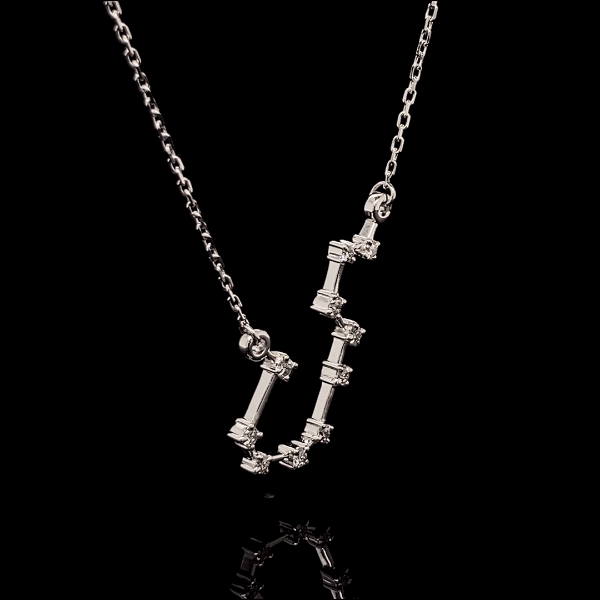 Aquarius Zodiac Round Diamond Pendant