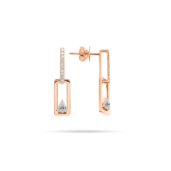 Floating Pear Diamond Link Earrings