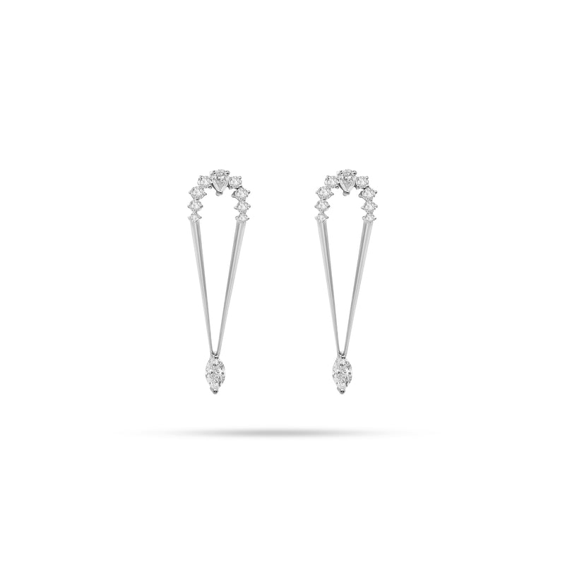 Pear Shape Long Diamond Earrings