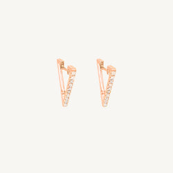 V Shaped Huggie Round Diamond Earrings