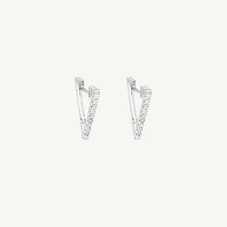 V Shaped Huggie Round Diamond Earrings