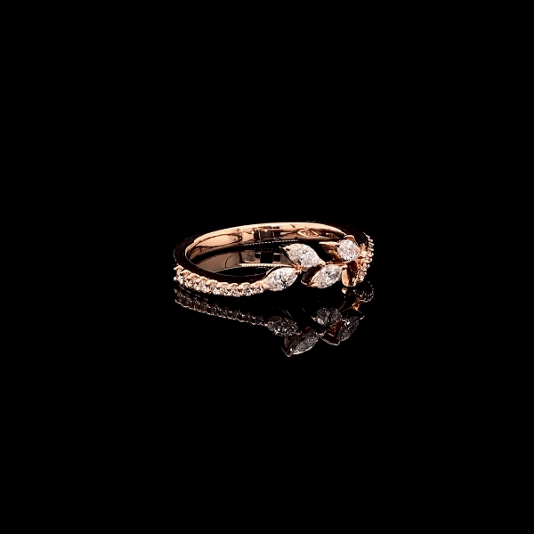 Leaf Marquise and Round Diamond Ring
