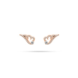 Angel Wing Pear and Round Diamond Earrings