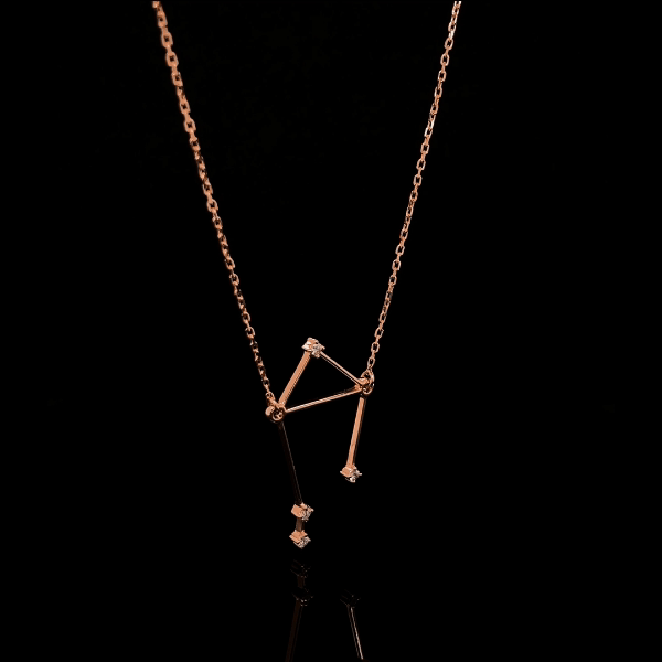 Libra Zodiac Round Diamond Pendant