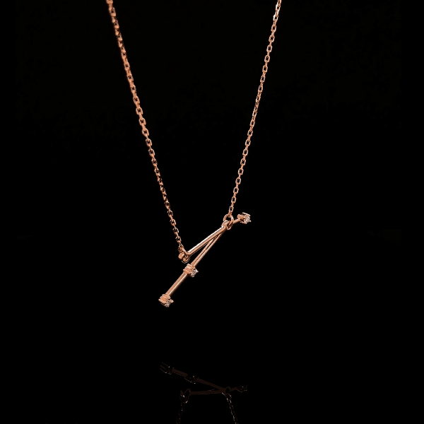 Aries Zodiac Round Diamond Pendant