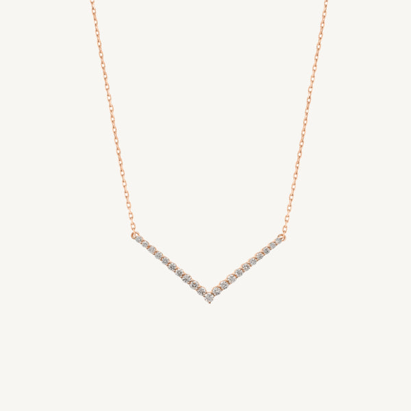 V Shaped Round Diamond Pendant