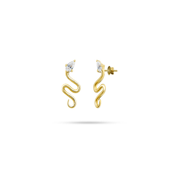 Snake Pear Diamond Earrings 