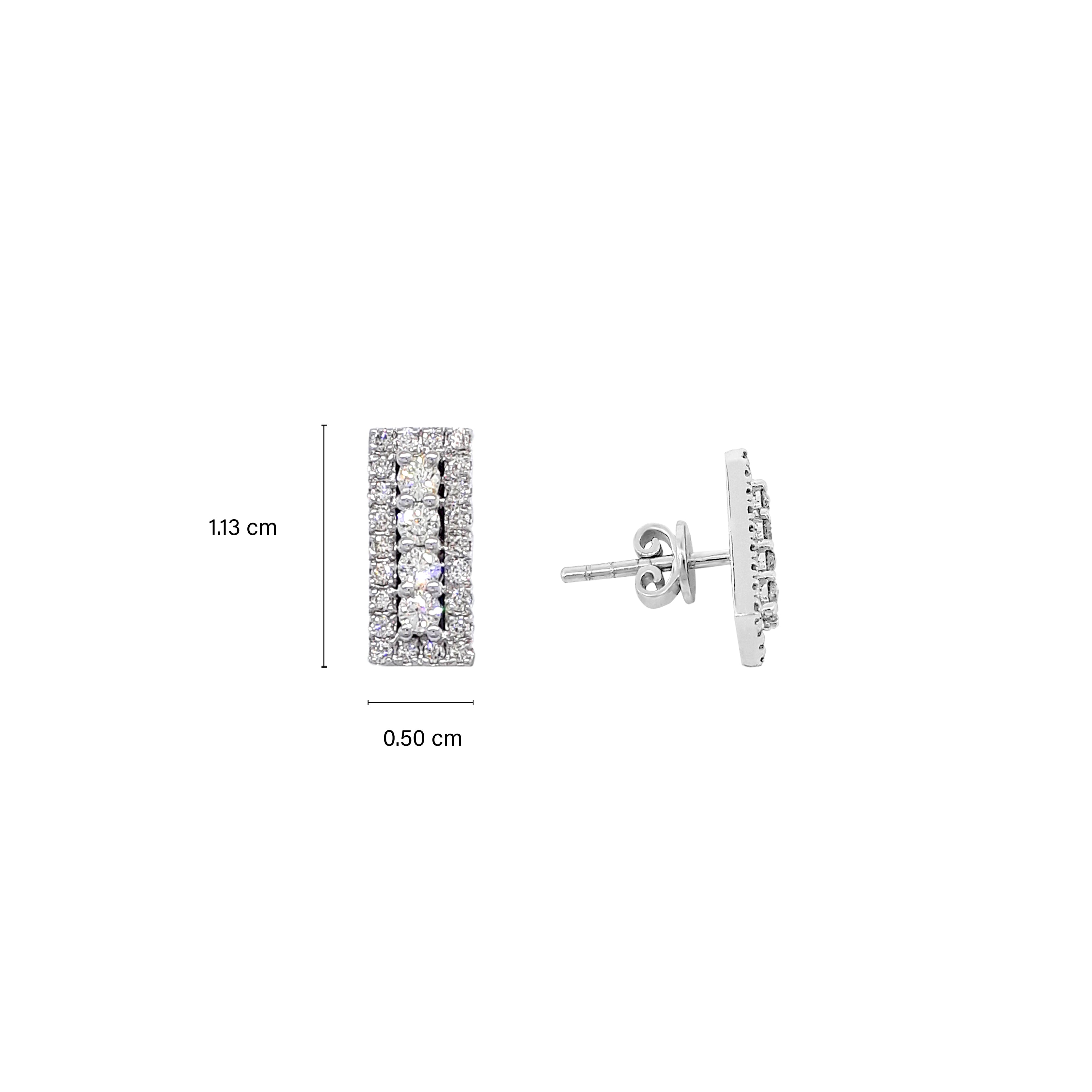 Rectangular Round Diamond Earrings