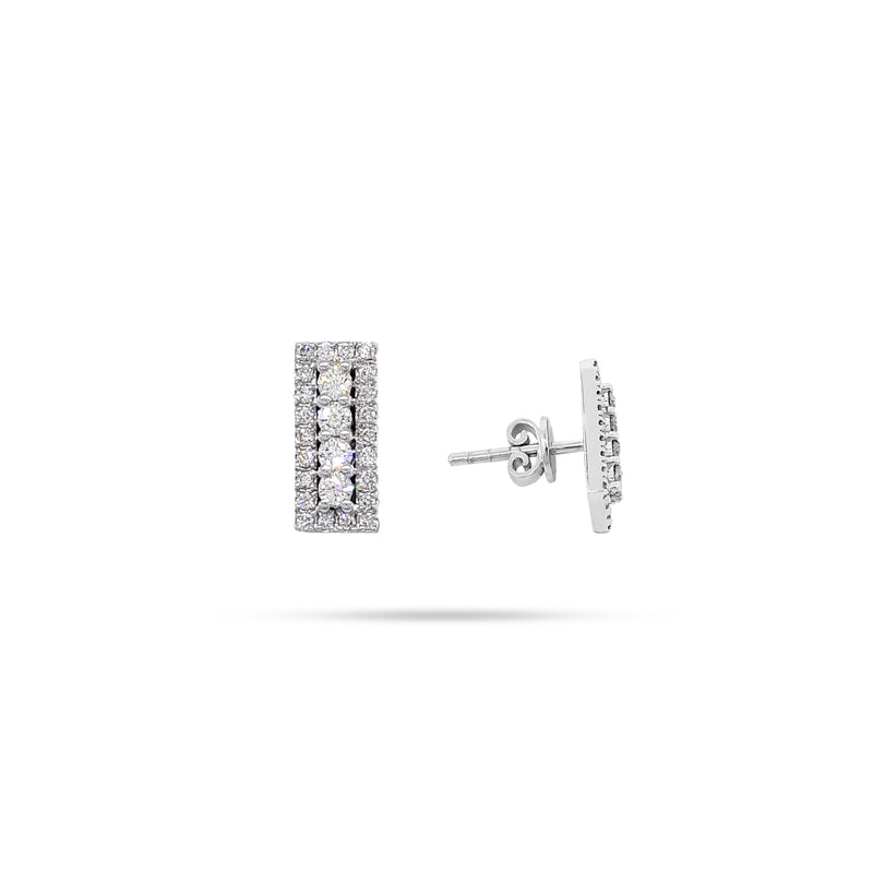 Rectangular Round Diamond Earrings