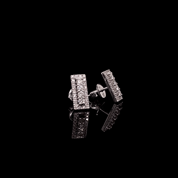 Rectangular Round Diamond Earrings