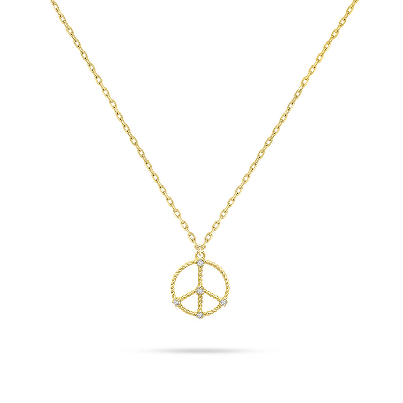 Peace Symbol Round Diamond Pendant