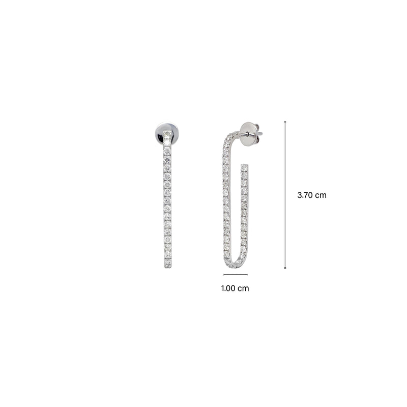 Rectangular Hoop Diamond Earrings
