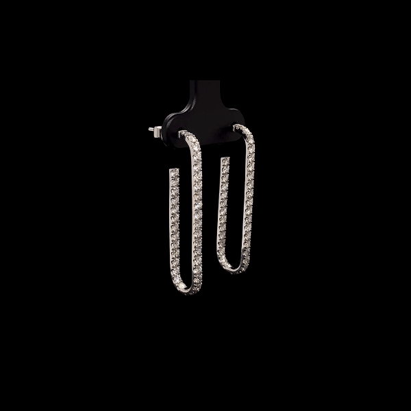 Rectangular Hoop Diamond Earrings