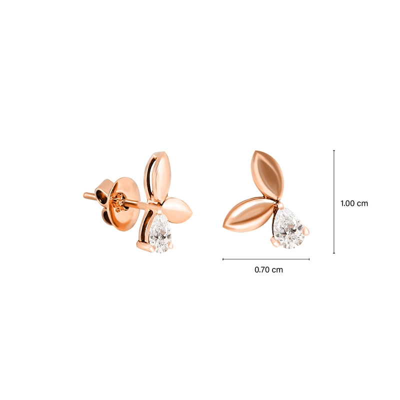 Trio Leaf Pear Diamond Earrings