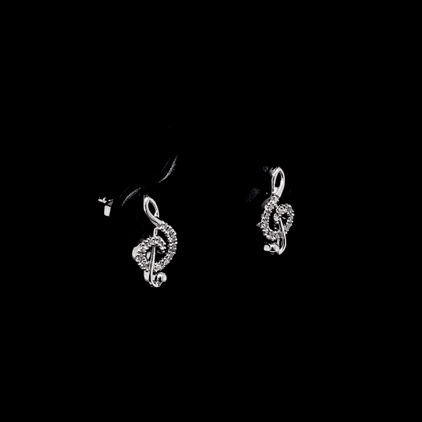 Music Note Round Diamond Earrings