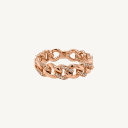 Cuban Link Round Diamond Ring