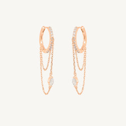 Marquise Diamond Chain Huggie Earrings