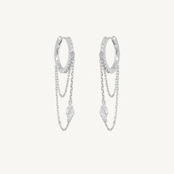 Marquise Diamond Chain Huggie Earrings