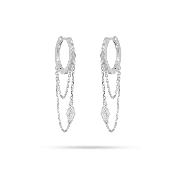 Marquise Diamond Chain Huggie Earrings