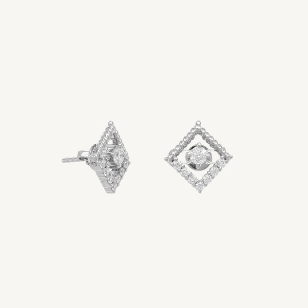 Square Round Diamond Earrings