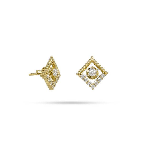 Square Round Diamond Earrings